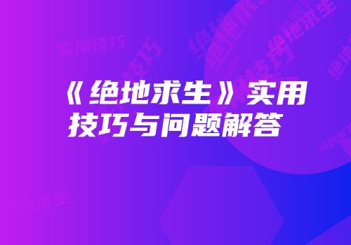《绝地求生》实用技巧与问题解答