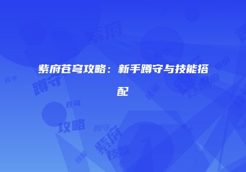 紫府苍穹攻略：新手蹲守与技能搭配