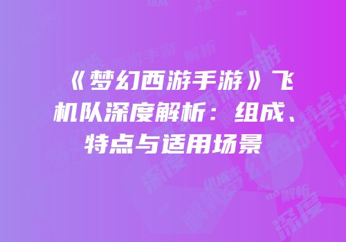 《梦幻西游手游》飞机队深度解析：组成、特点与适用场景