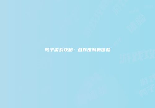 鸭子游戏攻略：合作定制新体验
