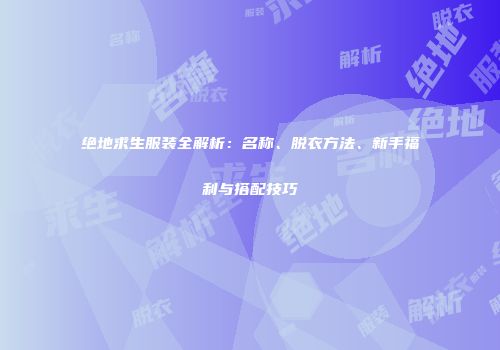 绝地求生服装全解析：名称、脱衣方法、新手福利与搭配技巧