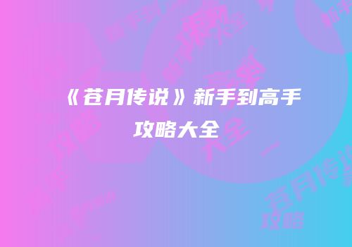 《苍月传说》新手到高手攻略大全