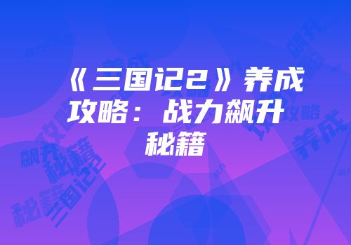 《三国记2》养成攻略：战力飙升秘籍
