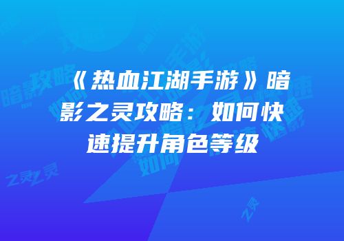 《热血江湖手游》暗影之灵攻略：如何快速提升角色等级