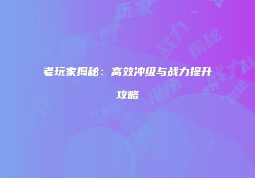 老玩家揭秘：高效冲级与战力提升攻略
