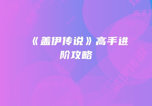 《盖伊传说》高手进阶攻略