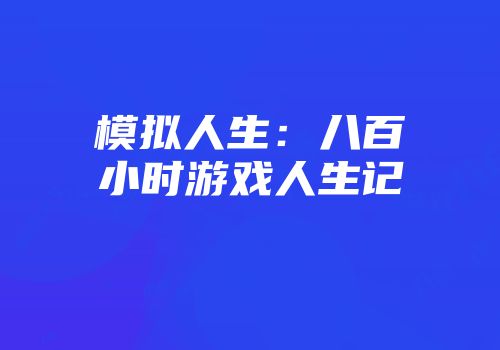 模拟人生：八百小时游戏人生记