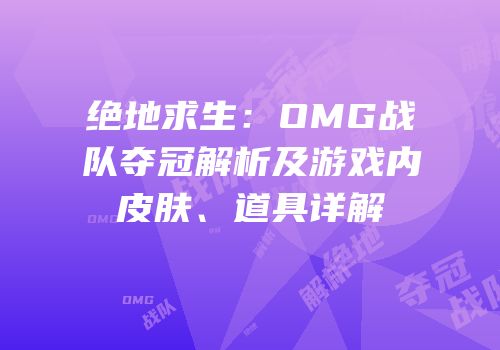绝地求生：OMG战队夺冠解析及游戏内皮肤、道具详解