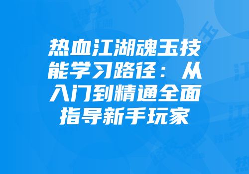 热血江湖魂玉技能学习路径：从入门到精通全面指导新手玩家