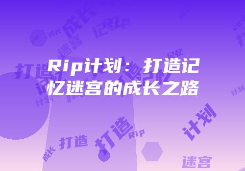 Rip计划：打造记忆迷宫的成长之路