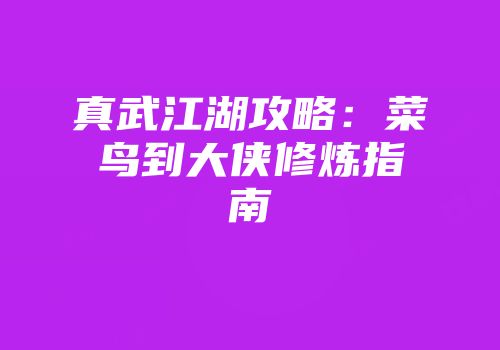 真武江湖攻略：菜鸟到大侠修炼指南