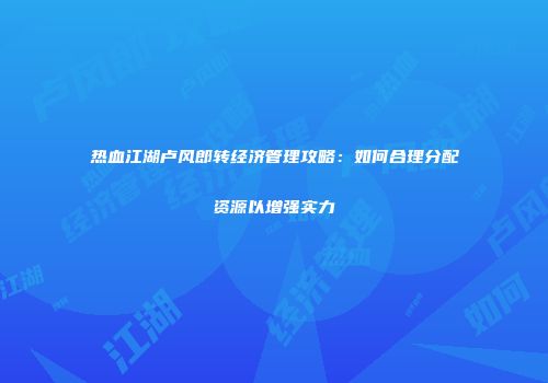 热血江湖卢风郎转经济管理攻略：如何合理分配资源以增强实力
