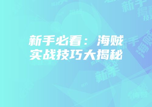 新手必看：海贼实战技巧大揭秘