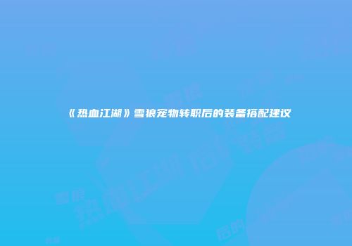 《热血江湖》雪狼宠物转职后的装备搭配建议
