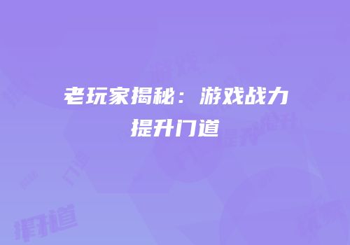 老玩家揭秘：游戏战力提升门道