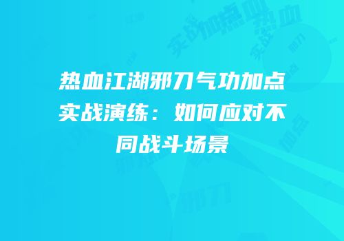 热血江湖邪刀气功加点实战演练：如何应对不同战斗场景