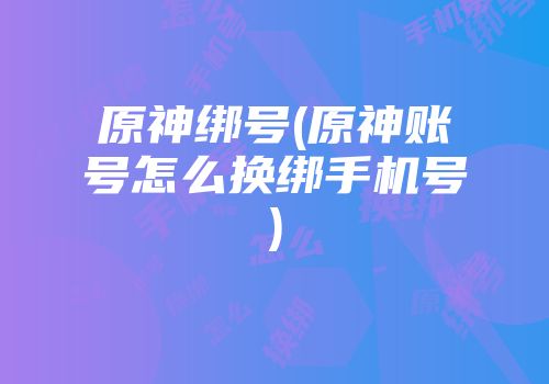 原神绑号(原神账号怎么换绑手机号)