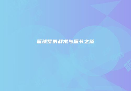 篮球梦的战术与细节之道