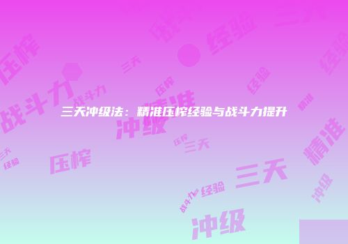 三天冲级法：精准压榨经验与战斗力提升