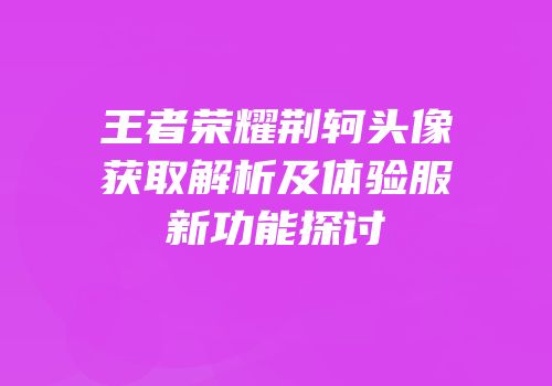王者荣耀荆轲头像获取解析及体验服新功能探讨