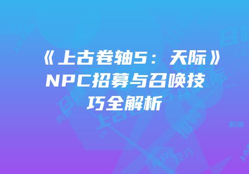 《上古卷轴5：天际》NPC招募与召唤技巧全解析