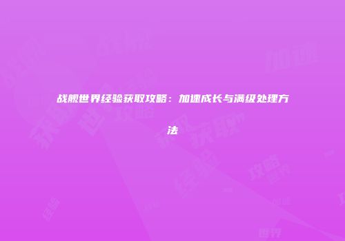 战舰世界经验获取攻略：加速成长与满级处理方法