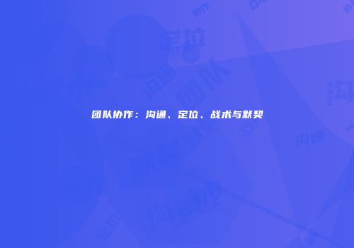 团队协作：沟通、定位、战术与默契