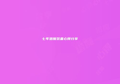 七年猎魔装备心得分享