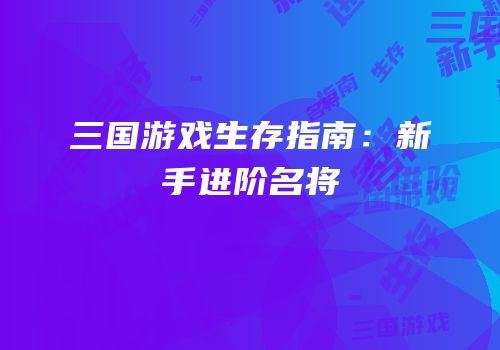 三国游戏生存指南：新手进阶名将