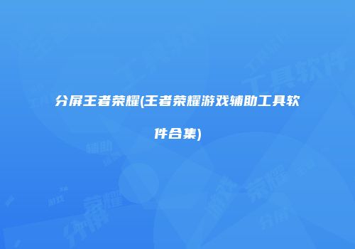 分屏王者荣耀(王者荣耀游戏辅助工具软件合集)