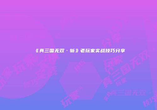 《真三国无双·斩》老玩家实战技巧分享