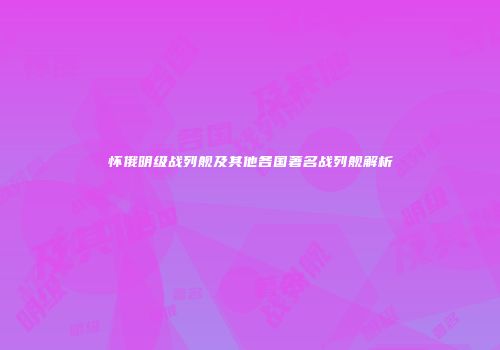 怀俄明级战列舰及其他各国著名战列舰解析