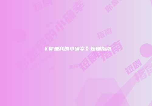 《你是我的小确幸》短剧指南