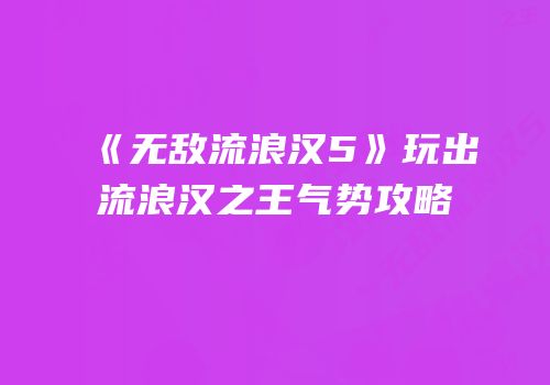 《无敌流浪汉5》玩出流浪汉之王气势攻略
