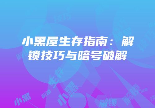 小黑屋生存指南：解锁技巧与暗号破解