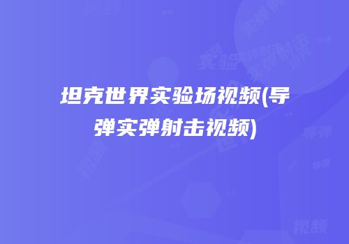 坦克世界实验场视频(导弹实弹射击视频)
