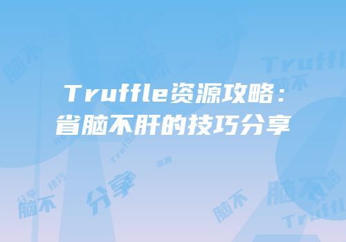 Truffle资源攻略：省脑不肝的技巧分享