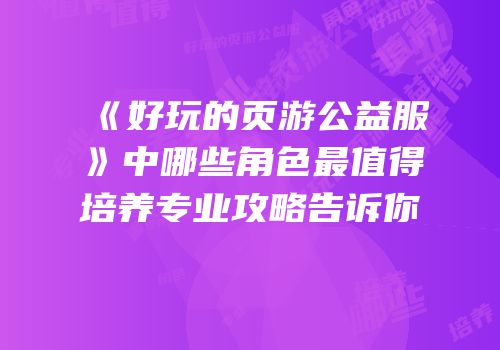 《好玩的页游公益服》中哪些角色最值得培养专业攻略告诉你