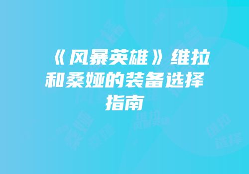 《风暴英雄》维拉和桑娅的装备选择指南