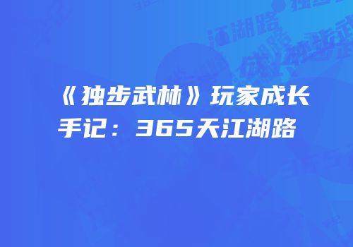 《独步武林》玩家成长手记：365天江湖路