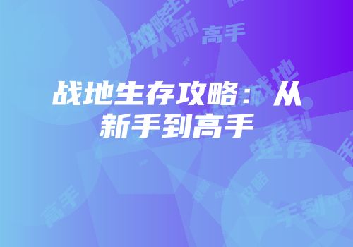 战地生存攻略：从新手到高手