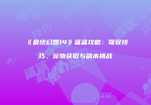 《最终幻想14》鲨鲨攻略：驾驭技巧、宠物获取与副本挑战