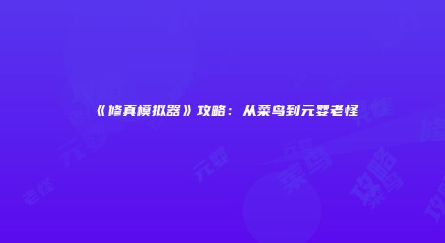 《修真模拟器》攻略：从菜鸟到元婴老怪