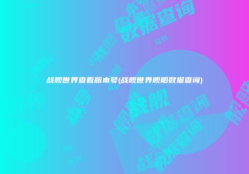 战舰世界查看版本号(战舰世界舰船数据查询)