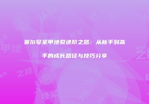 赛尔号圣甲地裂进阶之路:从新手到高手的成长路径与技巧分享