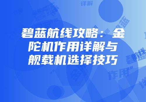 碧蓝航线攻略：金陀机作用详解与舰载机选择技巧