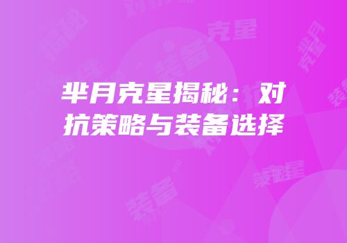 芈月克星揭秘：对抗策略与装备选择