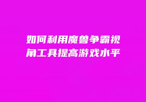 如何利用魔兽争霸视角工具提高游戏水平