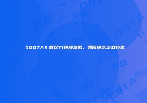 《DOTA》武汉TI观战攻略：如何提高游戏技能