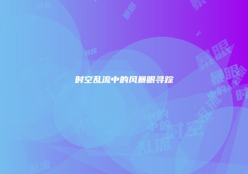 时空乱流中的风暴眼寻踪